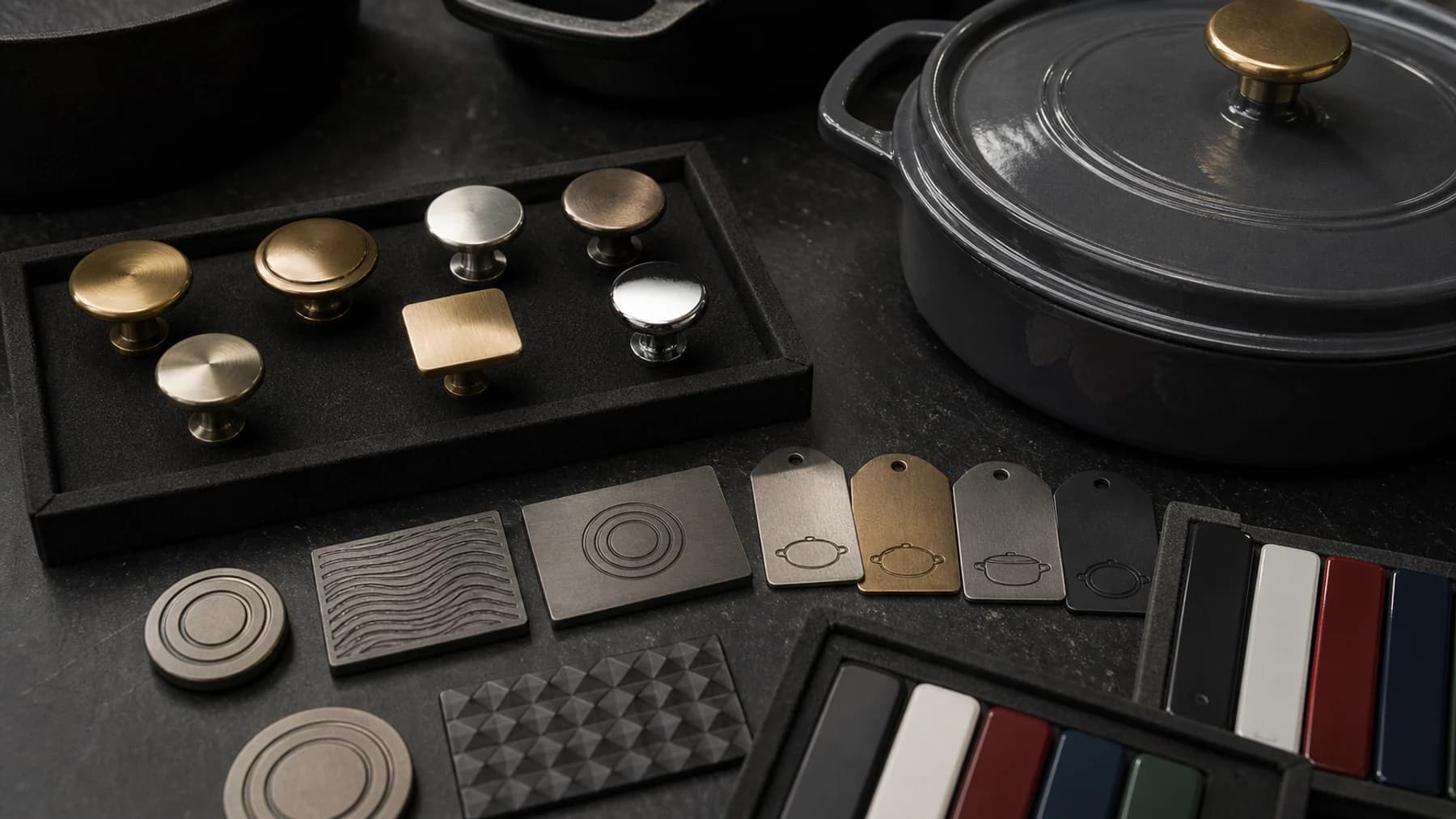 Knobs, handles, and cast marks for cast iron cookware OEM customization