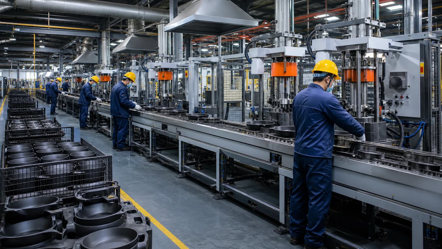 Happiness Cookware Production Line at the Hebei cast iron cookware factory