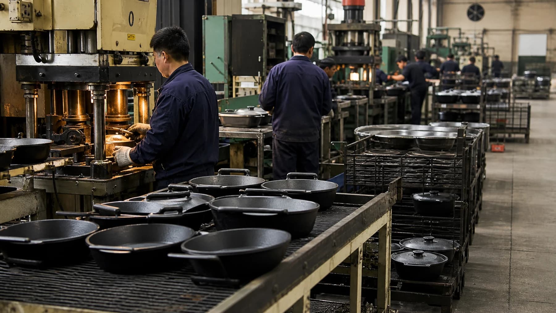 Cast iron cookware automated production line