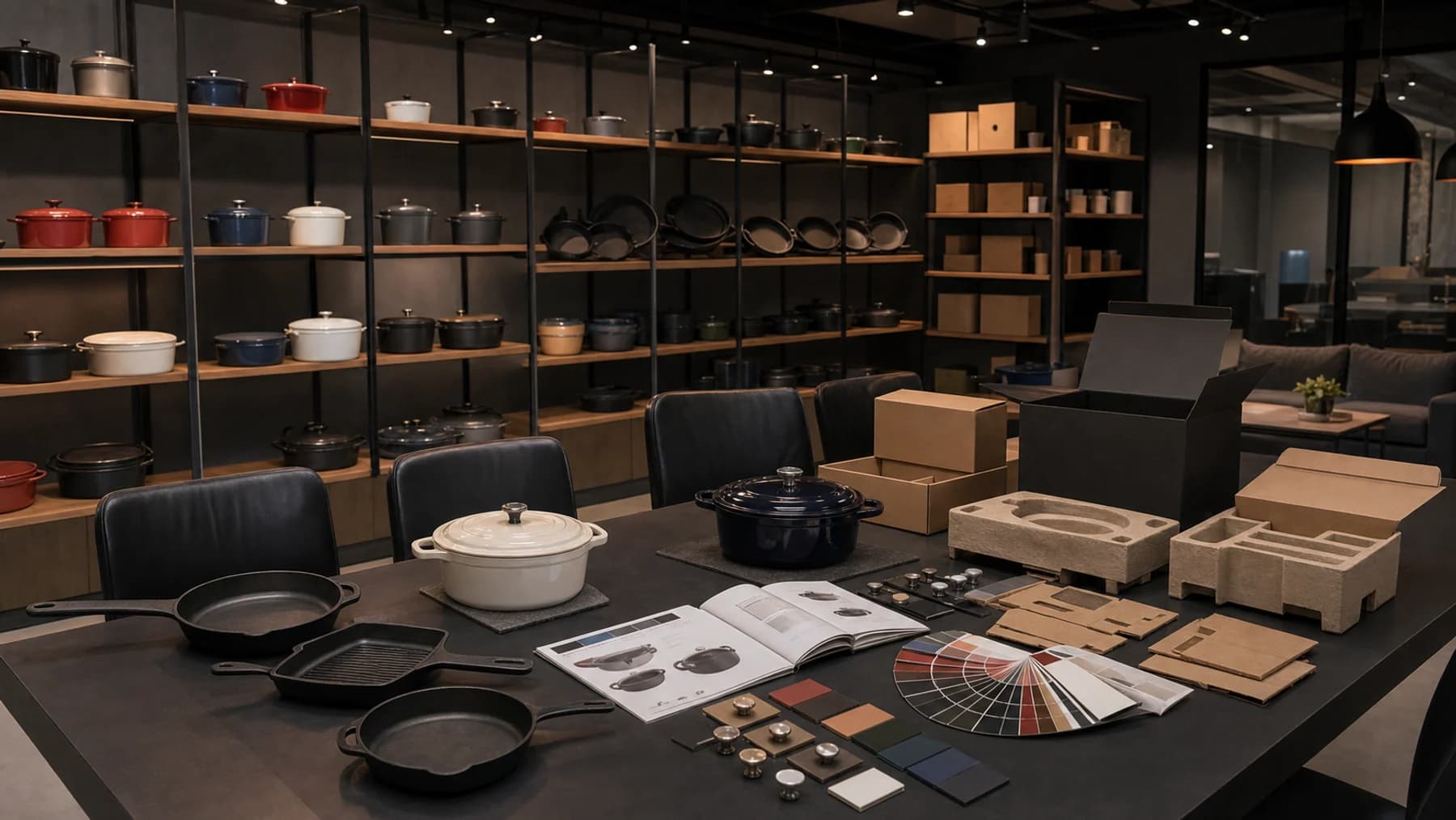Cast iron cookware showroom and product display