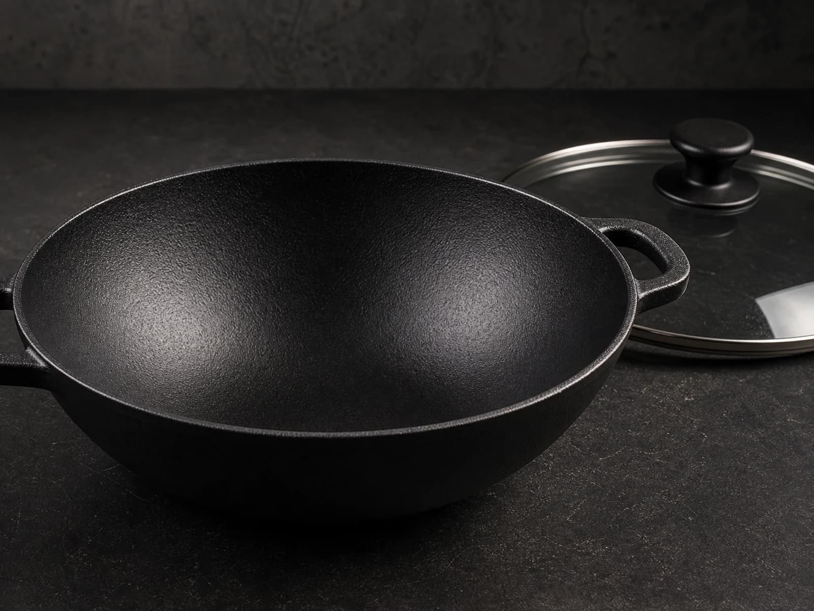 Cast Iron Wok Private Label Program, OEM cast iron cookware product visual by Happiness Cookware